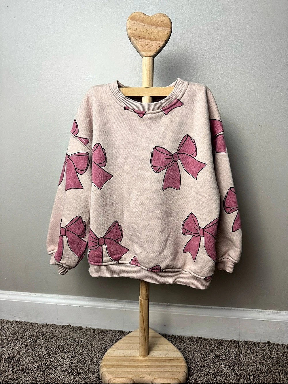 Zara Kids Pink Bow Print Sweatshirt Girls Bow Print Sweatshirt Size 2T